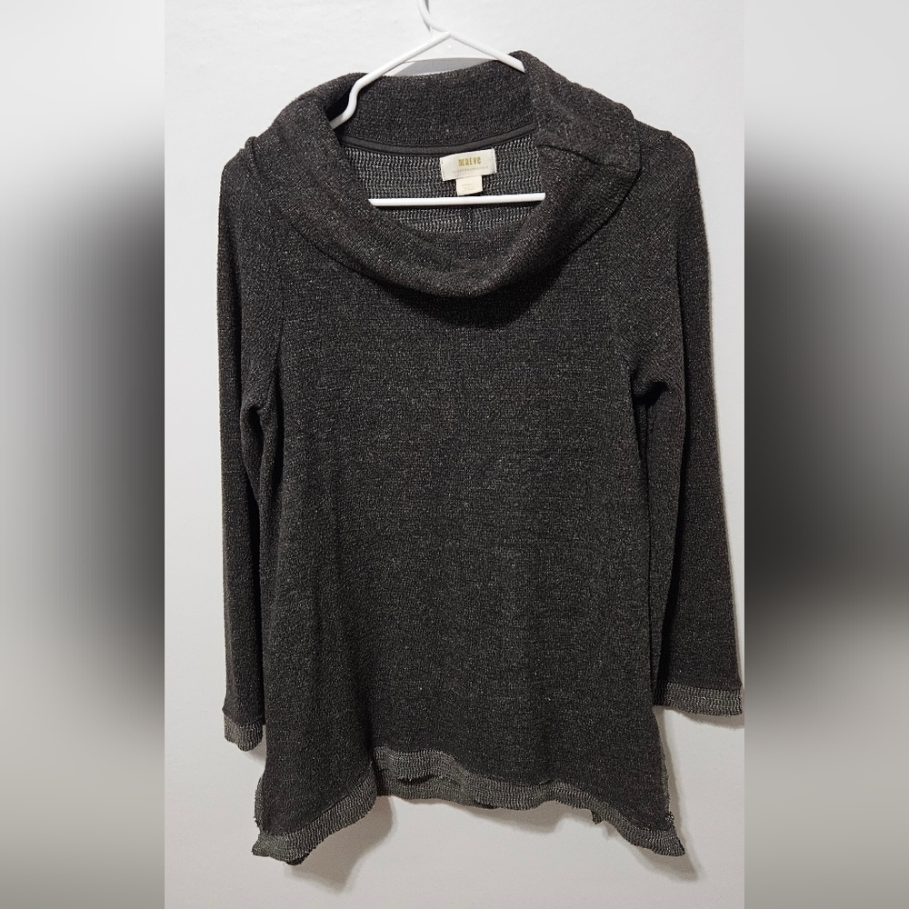 MAEVE by Anthropologie Women's Cowl Neck Sweater Small Grey Soft Long Sleeve B4